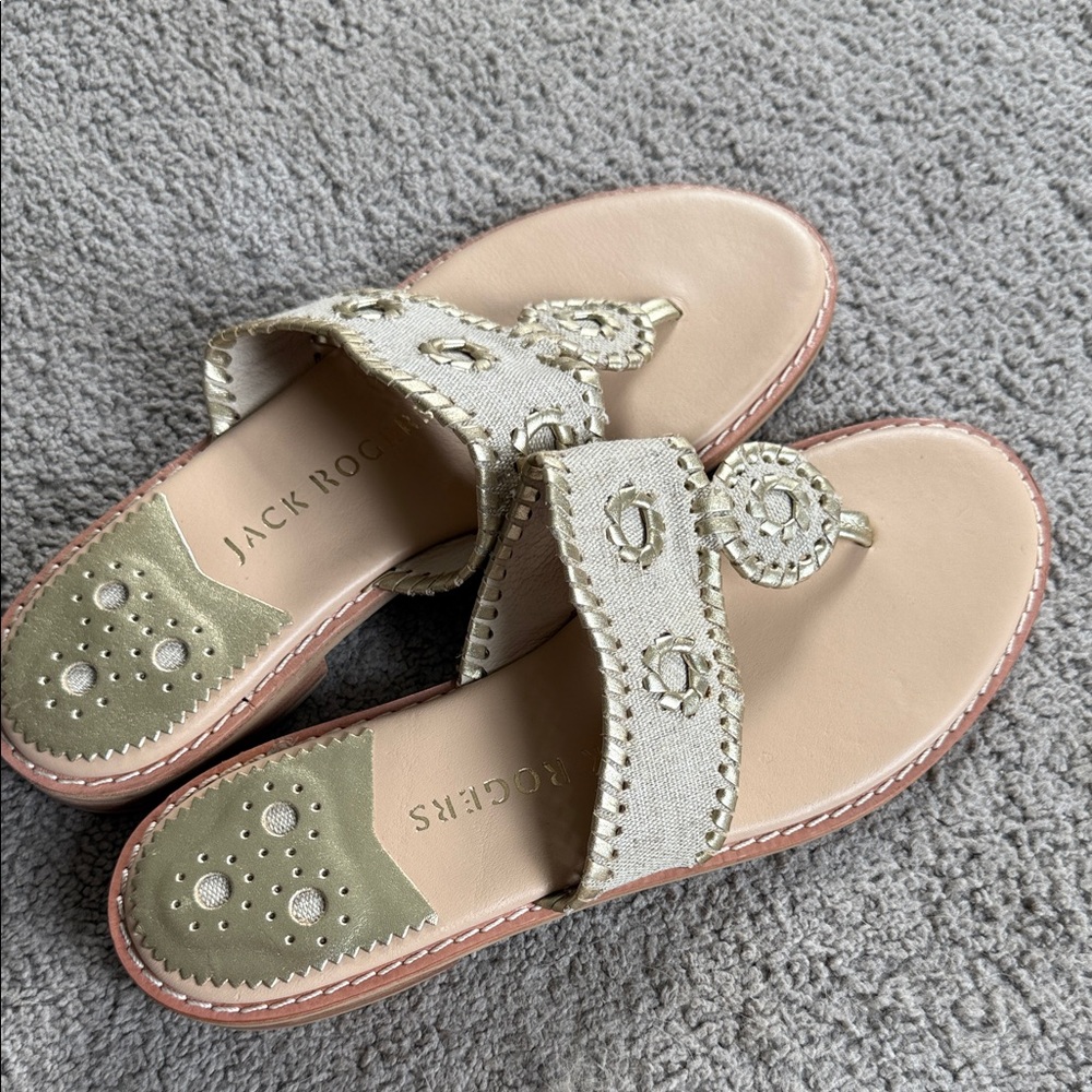 Jack Rogers Women's Cream and Olive Sandals